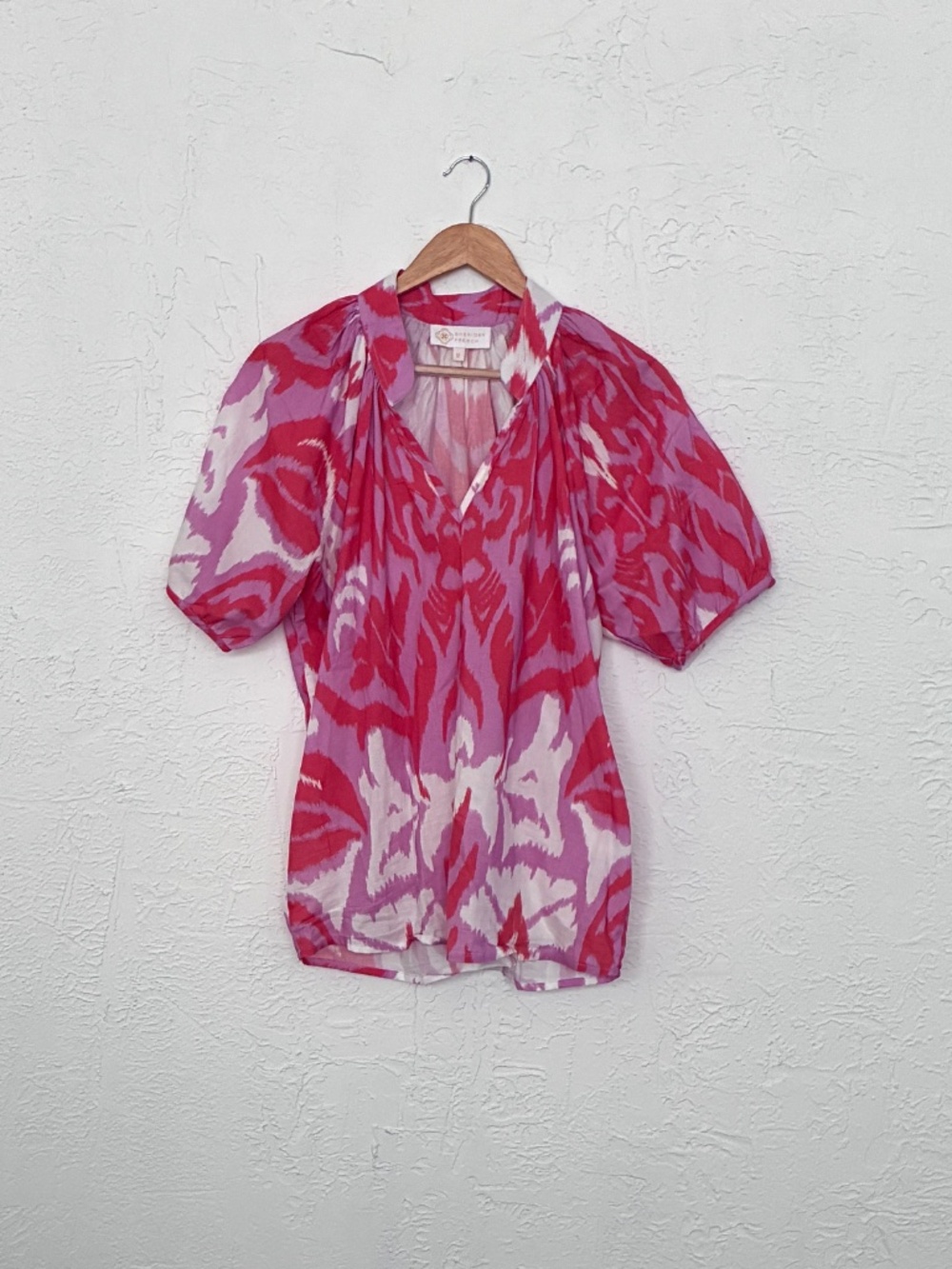 Sharon Young Pink Orange White Cotton Blouse size Medium